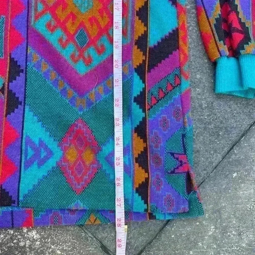 Vintage 90s Graff XL Mock Neck Quarter Sleeve Aztec/Tribal Print Multicolor - Picture 7 of 8
